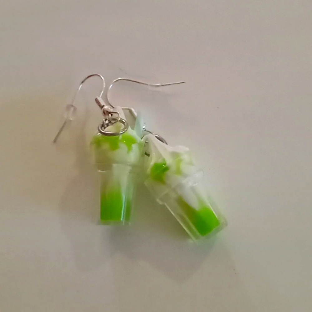 Green ice cream earrings